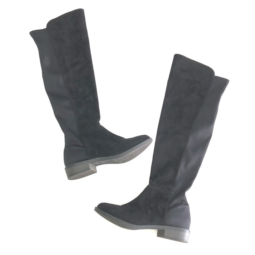 Rebel by Zigi Black Olaa Faux Leather Over-The-Knee Boots Shoes EUC Women's 7.5